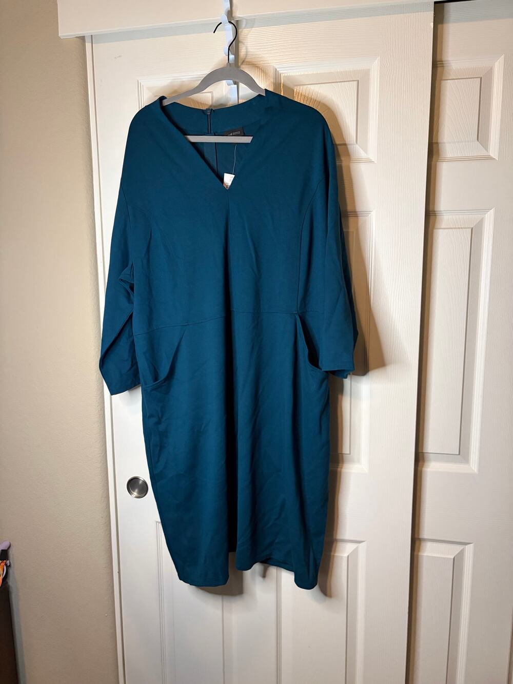 Women’s J Jill Teal 3/4 Slv Knee Length Knit Dress 3X NWT Pockets